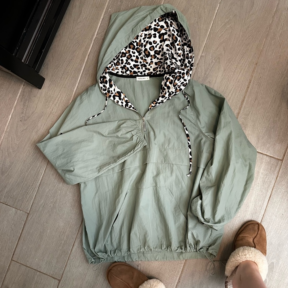 Green and Cheetah Pullover